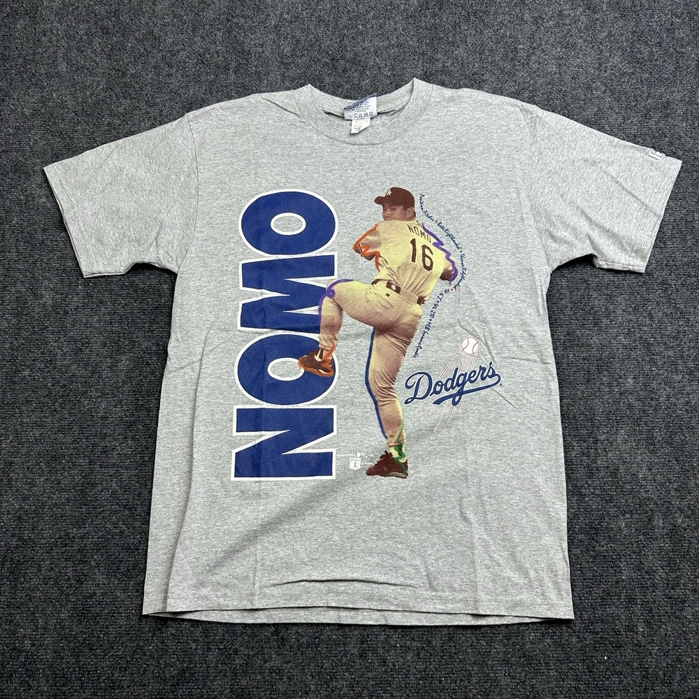 VTG 90s Hideo Nomo MLB Los Angeles Dodgers Graphic T Shirt Lee Sport Nutmeg Sz L